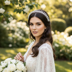 CUBIC ZIRCONIA COLLECTION - GLITZY STARLET TIARA - AHB133