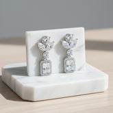 CUBIC ZIRCONIA COLLECTION - DECO SPARKLE EARRINGS - CZER637 SILVER