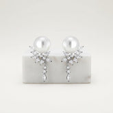 CUBIC ZIRCONIA COLLECTION - BEJEWELLED PEARL EARRINGS - CZER633