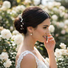 ATHENA COLLECTION - DAINTY FLORAL HAIR VINE - HP204 SILVER