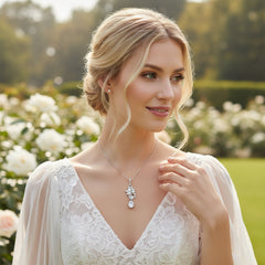 CUBIC ZIRCONIA COLLECTION - PEARL BLOOM NECKLACE- CZNK165 ROSE GOLD