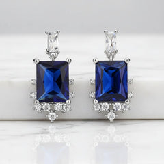 CUBIC ZIRCONIA EARRINGS - DAINTY SPARKLE EARRINGS - CZER660 - SAPPHIRE