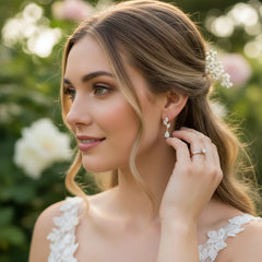 CUBIC ZIRCONIA COLLECTION - DAINTY ELEGANCE EARRINGS - CZER663 GOLD