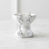 CUBIC ZIRCONIA COLLECTION - DAINTY ELEGANCE EARRINGS - CZER663 SILVER