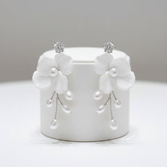 ATHENA COLLECTION - LILLIAN FRESHWATER PEARL EARRINGS - CZER664 SILVER