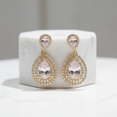 CUBIC ZIRCONIA COLLECTION - STARLET CRYSTAL EARRINGS- CZER535 GOLD
