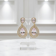 CUBIC ZIRCONIA COLLECTION - STARLET CRYSTAL EARRINGS- CZER535 GOLD