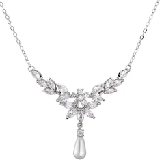 CUBIC ZIRCONIA COLLECTION - OPULENCE NECKLACE CZNK167 SILVER