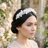 ATHENA COLLECTION - FLORAL DIVINE HEADBAND - SILVER AHB138