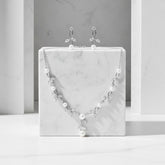 CUBIC ZIRCONIA COLLECTION - LUSH PEARL NECKLACE SET - CZNK171 SILVER