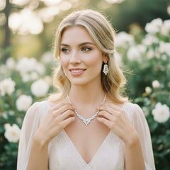 CUBIC ZIRCONIA COLLECTION - STARLET LUXE NECKLACE SET - CZNK174 SILVER