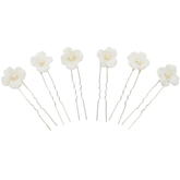 ATHENA COLLECTION - CHIC FLOWER HAIR PINS - (6 PIECES) -PIN63 SILVER
