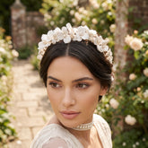 ATHENA COLLECTION - FLORAL ALLURE HEADBAND - AHB143 SILVER