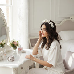 ATHENA COLLECTION - FLORAL ALLURE HEADBAND - AHB143 SILVER