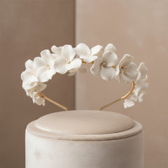 ATHENA COLLECTION - FLORAL ALLURE HEADBAND - AHB143 GOLD