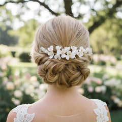 ATHENA COLLECTION - FLORAL EXTRAVAGANCE COMB -HC253 SILVER