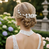 ATHENA COLLECTION - FLORAL EXTRAVAGANCE COMB -HC253 SILVER