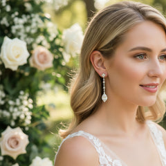 CUBIC ZIRCONIA COLLECTION - STARLET CHANDELIER EARRINGS - CZER670 RED