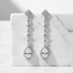 CUBIC ZIRCONIA COLLECTION - STARLET CHANDELIER EARRINGS - CZER670 SILVER