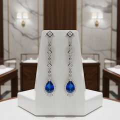 CUBIC ZIRCONIA COLLECTION - STARLET CHANDELIER EARRINGS - CZER670 SAPPHIRE
