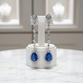 CUBIC ZIRCONIA COLLECTION - STARLET CHANDELIER EARRINGS - CZER670 SAPPHIRE