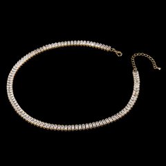 CUBIC ZIRCONIA COLLECTION - GLITZY GOLD CHOKER NECKLACE - CZNK179 GOLD