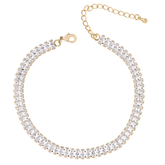 CUBIC ZIRCONIA COLLECTION - GLITZY GOLD CHOKER NECKLACE - CZNK179 GOLD