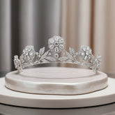 CUBIC ZIRCONIA COLLECTION - VINTAGE ROSE TIARA - AHB146 SILVER