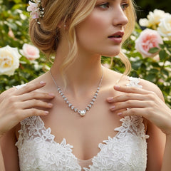 CUBIC ZIRCONIA COLLECTION - DAZZLING VINE NECKLACE - CZNK182 SILVER