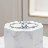 CUBIC ZIRCONIA COLLECTION - GLITZY GEM BRACELET 925 STERLING SILVER - CZBR140 SILVER