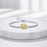 CUBIC ZIRCONIA COLLECTION - GLITZY GEM BRACELET 925 STERLING SILVER - CZBR140 YELLOW