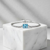 CUBIC ZIRCONIA COLLECTION - GLITZY GEM BRACELET 925 STERLING SILVER - CZBR140 AQUA