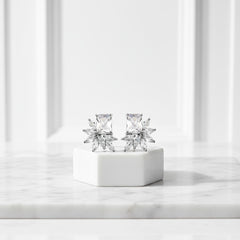 CUBIC ZIRCONIA COLLECTION - DAINTY DIVA EARRINGS - CZER677 SILVER