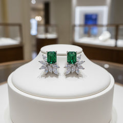 CUBIC ZIRCONIA COLLECTION - DAINTY DIVA EARRINGS - CZER677 EMERALD