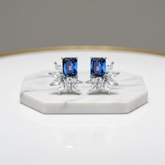 CUBIC ZIRCONIA COLLECTION - DAINTY DIVA EARRINGS - CZER677 SAPPHIRE
