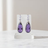 CUBIC ZIRCONIA COLLECTION - AMETHYST SPARKLE EARRINGS- CZER678