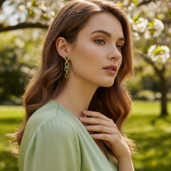 CUBIC ZIRCONIA COLLECTION - DECO DAZZLE EARRINGS - CZER680 EMERALD