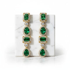 CUBIC ZIRCONIA COLLECTION - DECO DAZZLE EARRINGS - CZER680 EMERALD