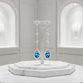 CUBIC ZIRCONIA COLLECTION - STARLET CHANDELIER EARRINGS - CZER670 AQUA