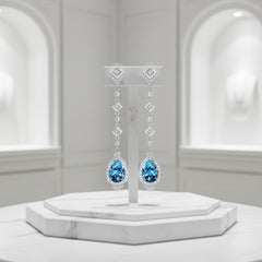CUBIC ZIRCONIA COLLECTION - STARLET CHANDELIER EARRINGS - CZER670 AQUA