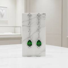 CUBIC ZIRCONIA COLLECTION - STARLET CHANDELIER EARRINGS - CZER670 EMERALD