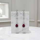 CUBIC ZIRCONIA COLLECTION - STARLET CHANDELIER EARRINGS - CZER670 RED