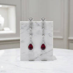 CUBIC ZIRCONIA COLLECTION - STARLET CHANDELIER EARRINGS - CZER670 RED