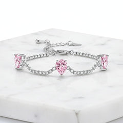 CUBIC ZIRCONIA COLLECTION - SHIMMER BRACELET 925 STERLING SILVER - CZBR141 PINK