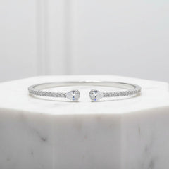 CUBIC ZIRCONIA COLLECTION - GLITZY GEM BANGLE BRACELET -CZBR144 SILVER