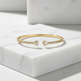 CUBIC ZIRCONIA COLLECTION - GLITZY GEM BANGLE BRACELET -CZBR144 GOLD