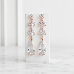 CUBIC ZIRCONIA COLLECTION - GLAM STARLET EARRINGS - CZER564 ROSE GOLD