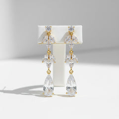 CUBIC ZIRCONIA COLLECTION - GLAM STARLET EARRINGS - CZER564 GOLD