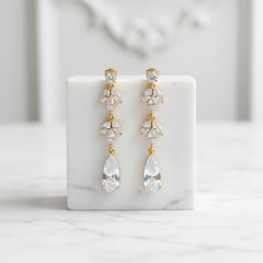 CUBIC ZIRCONIA COLLECTION - GLAM STARLET EARRINGS - CZER564 GOLD