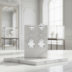 CUBIC ZIRCONIA COLLECTION - CHIC CZ SPARKLE EARRINGS - CZER680 SILVER